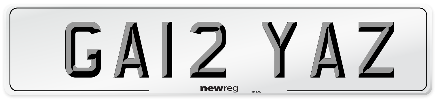 GA12 YAZ Number Plate from New Reg